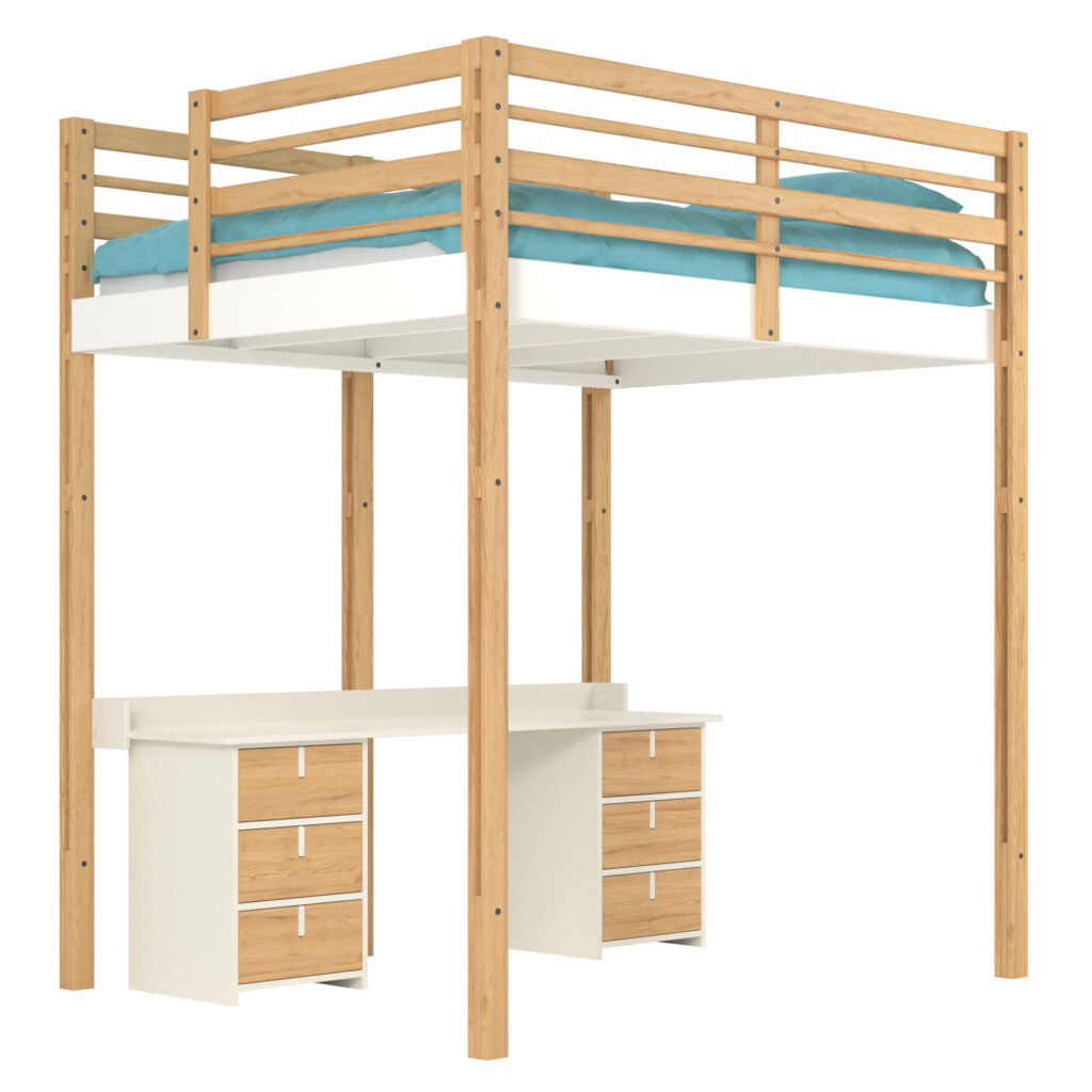 Modulable loft bed with desk