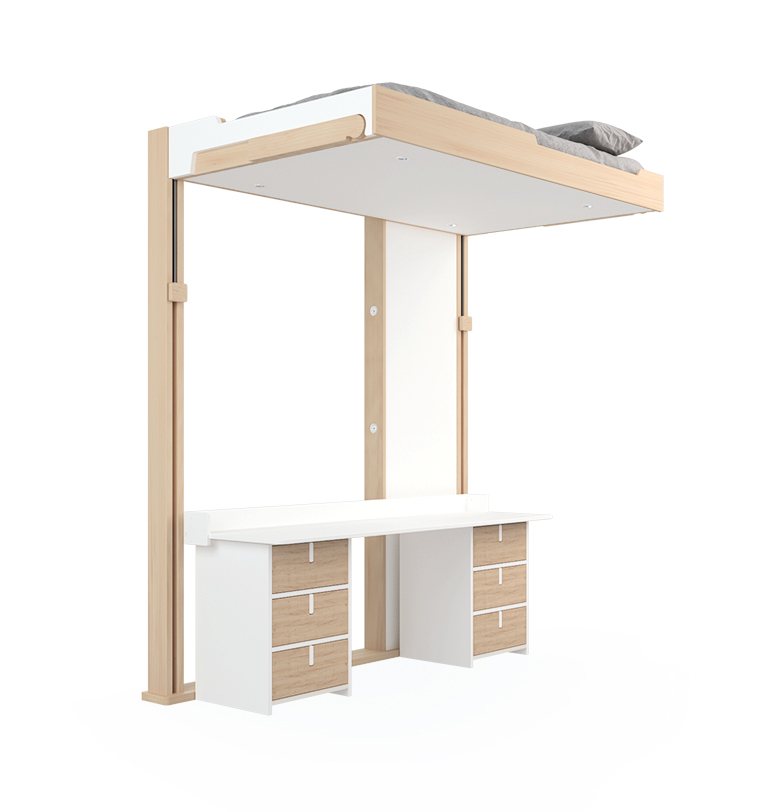 Retractable bed with desk
