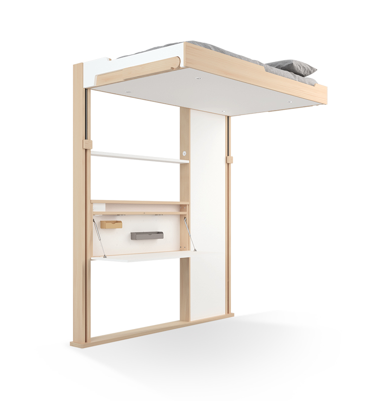 Retractable bed with secretary