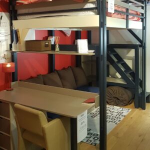 Lit mezzanine Modulable avec banquette brick et bureau