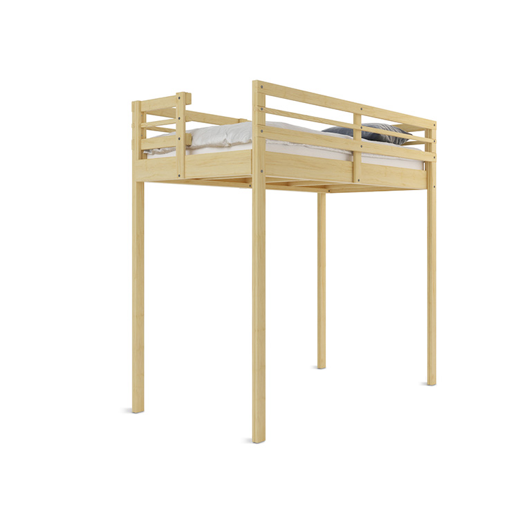 Jeune urbaine single loft bed in rough-cut pine