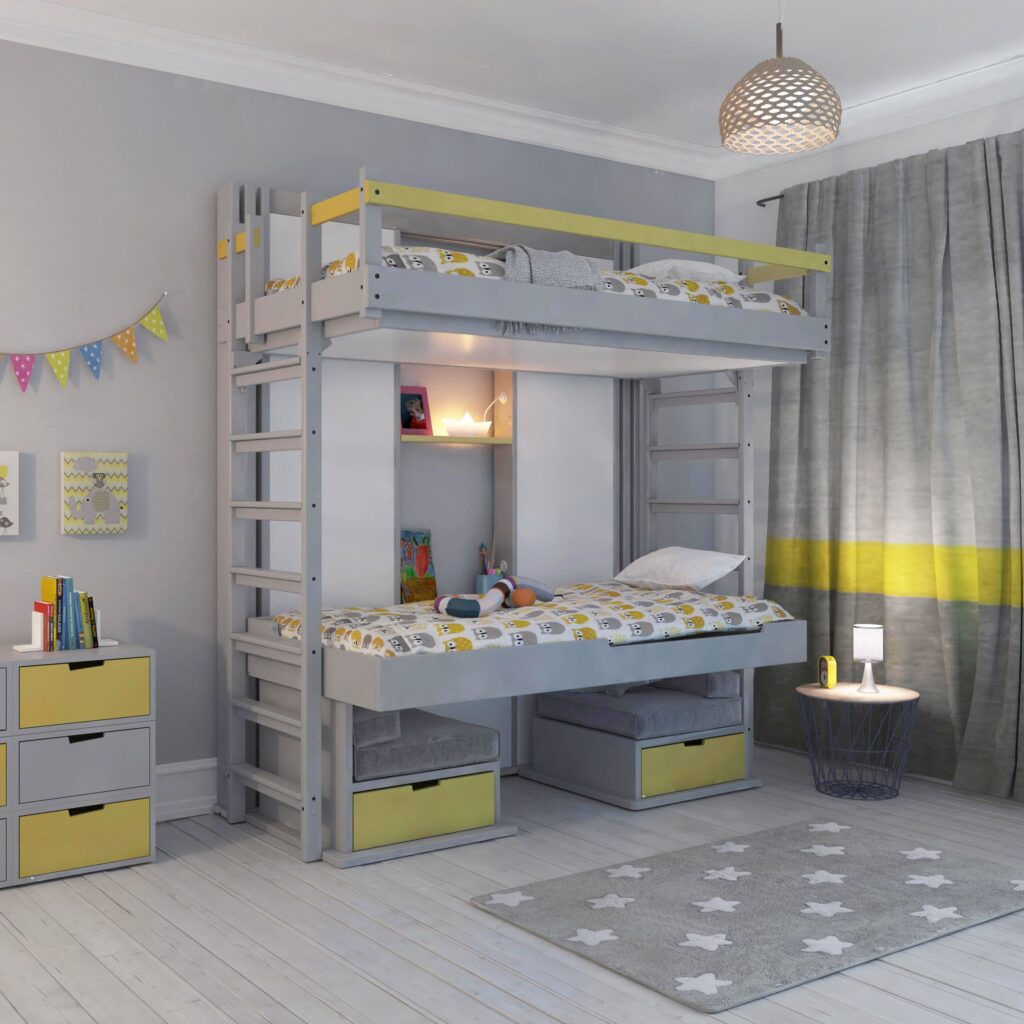 Children's bedroom with Diptyque retractable bed in night version