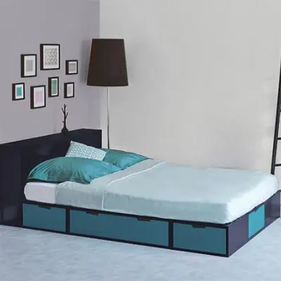 Lit podium Brick avec rangement intégré