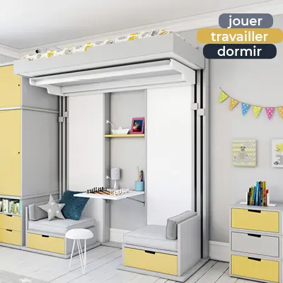 Lit escamotable pour enfant en ambiance chez un client