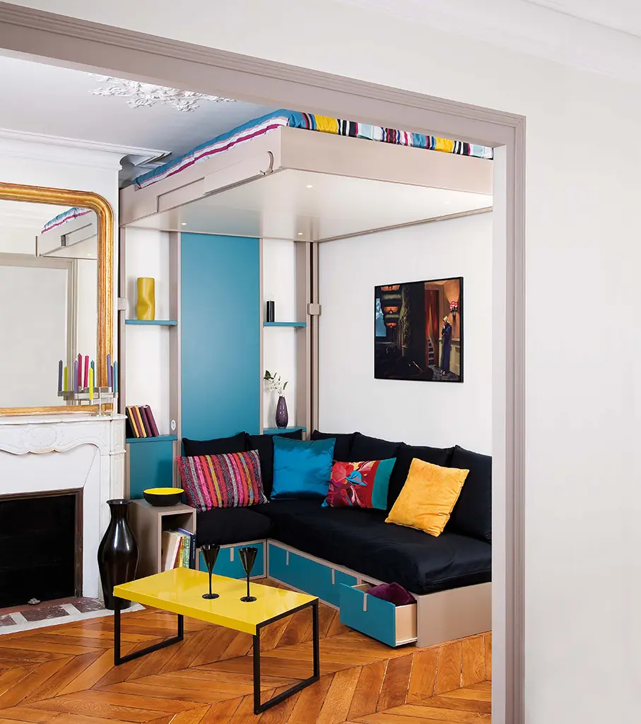 Lit escamotable avec banquette brick