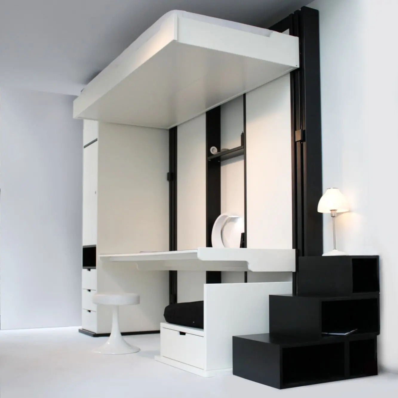 Lit escamotable triptyque avec bureau