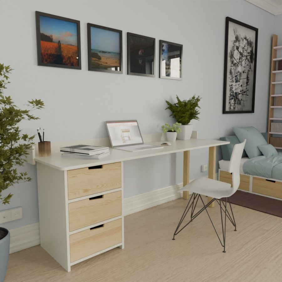 Bureau 1 bloc 3 tiroirs