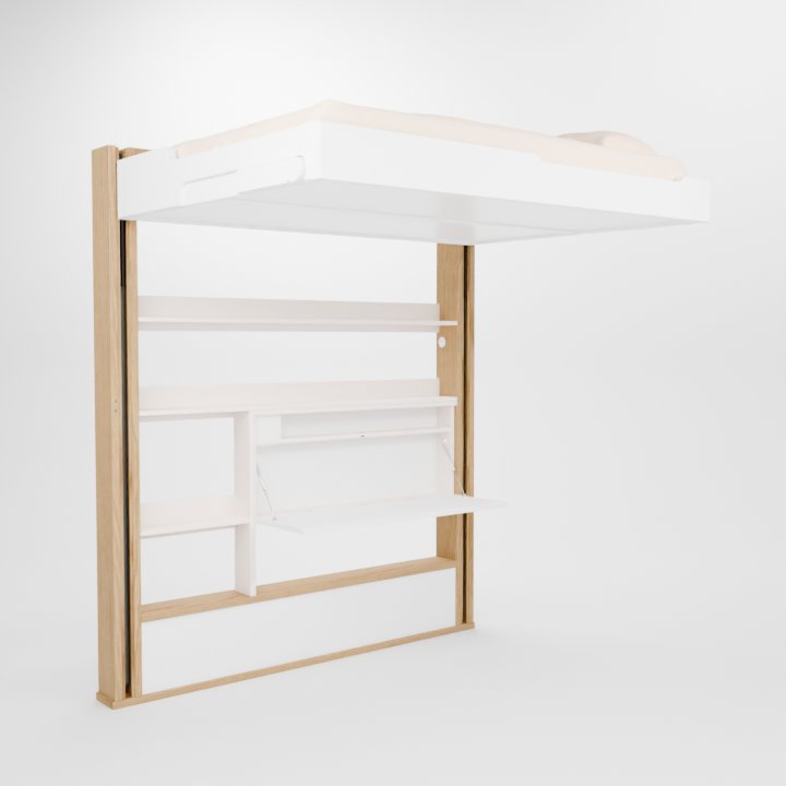 lit escamotable éclectique avec secrétaire rabattable