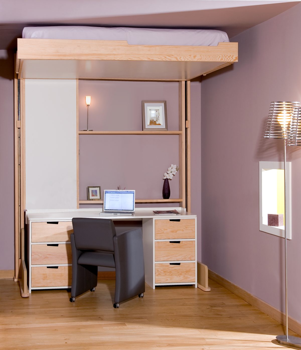 Lit escamotable Décalé avec bureau