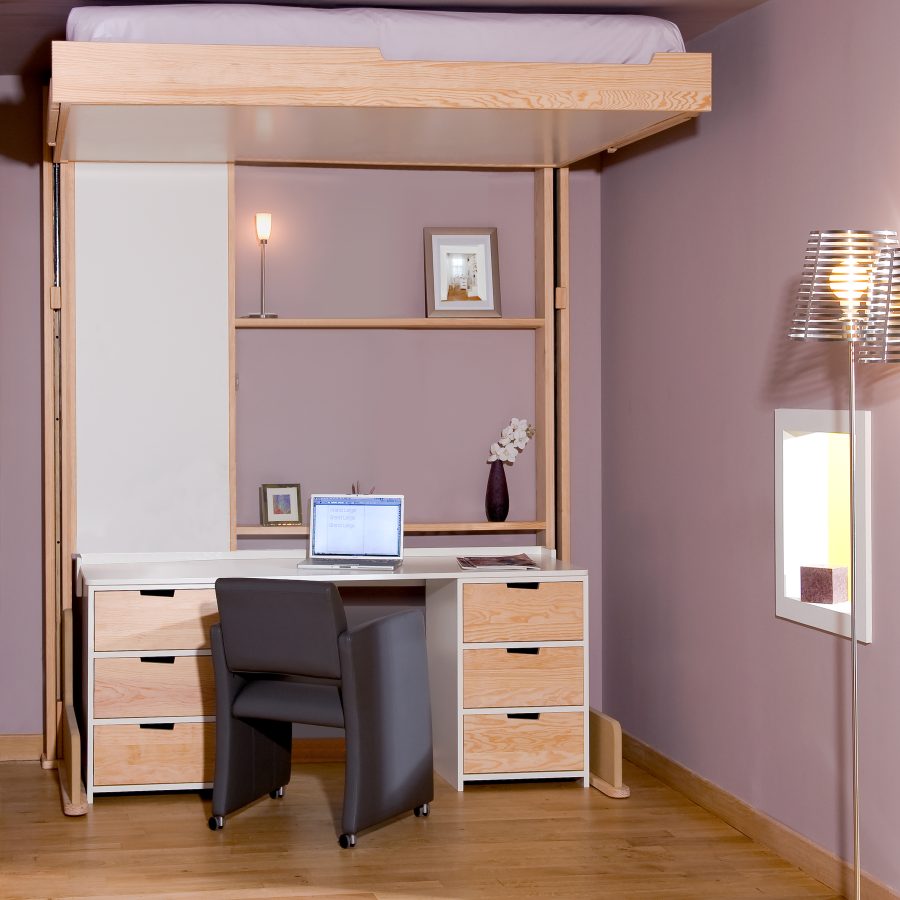 Lit escamotable Décalé avec bureau