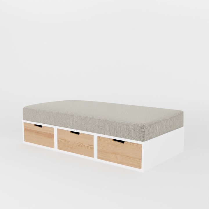 Variation d'un des différentes couleurs personnalisables de la banquette Brick avec blocs de rangement en version 144 cm