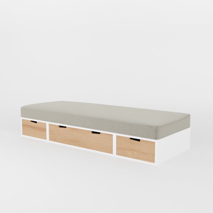 Grande banquette XXL Brick de 192cm de longueur composée de bloc de rangement gain de place