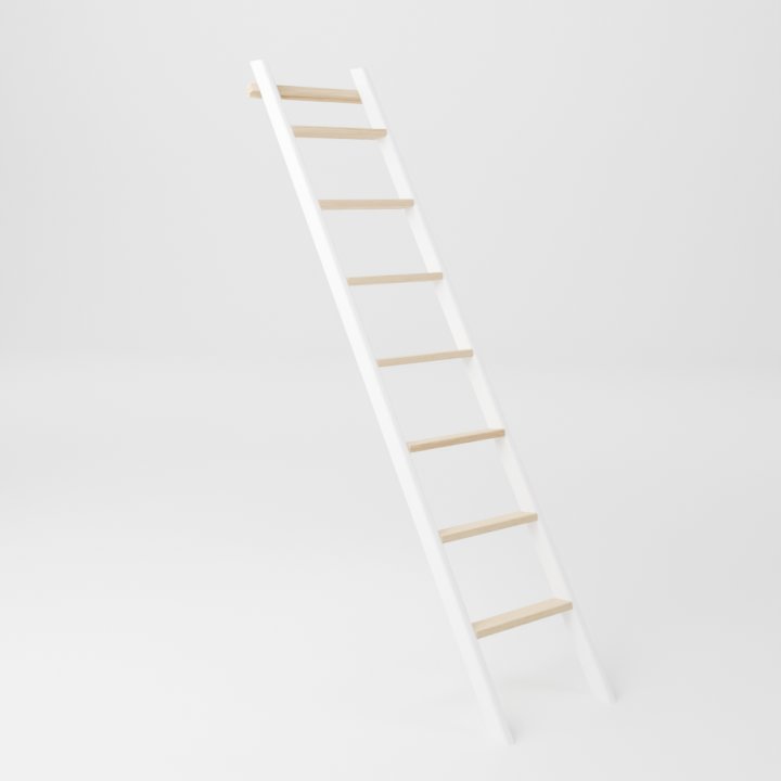 Presentation dans l'une de ses diverses variations de couleur personnalisable de l'échelle légère et robuste pour lit mezzanine et lit escamotable.