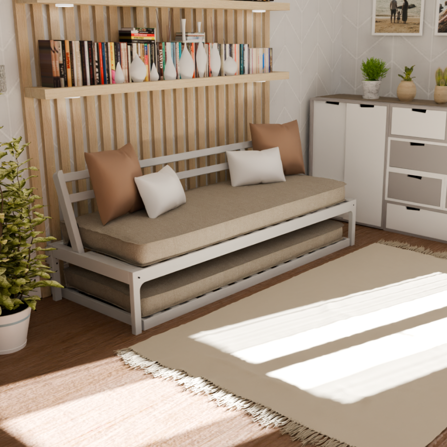 Banquette lit gigogne présenté en ambiance