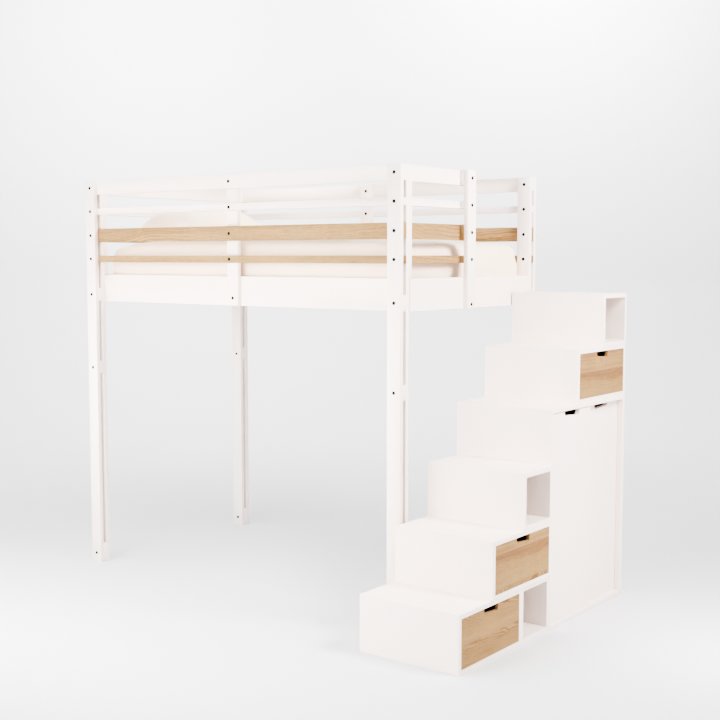 Variation de couleurs personnalisables du Lit mezzanine Modulable accès escalier de rangement avec armoire Brick It