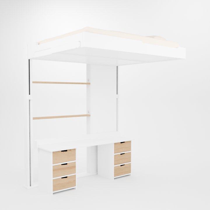 Lit escamotable avec bureau intégré DÉCALÉ