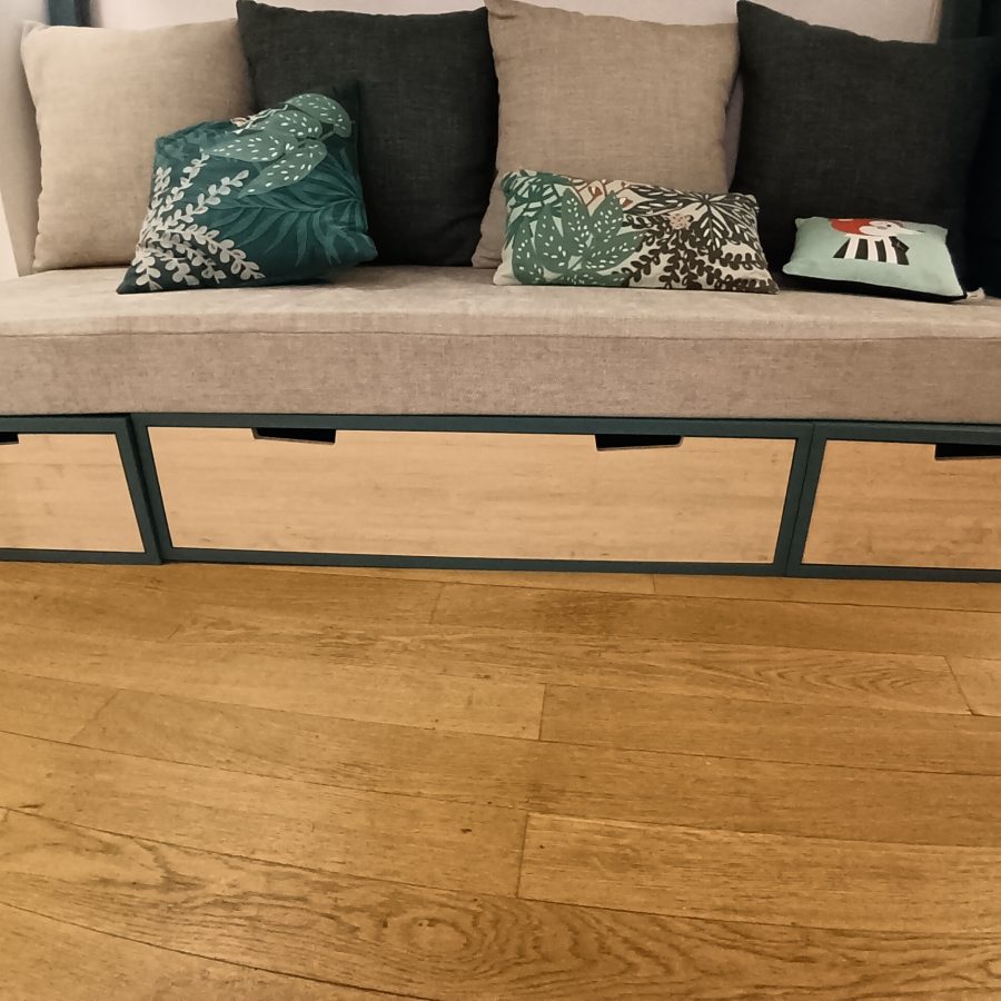 Loggia stock Bac - Banquette Brick avec rangement 192x72cm