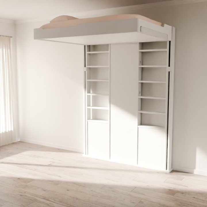 Mise en situation d'un Greendeal d'un lit escamotable modèle champ libre en 140x200